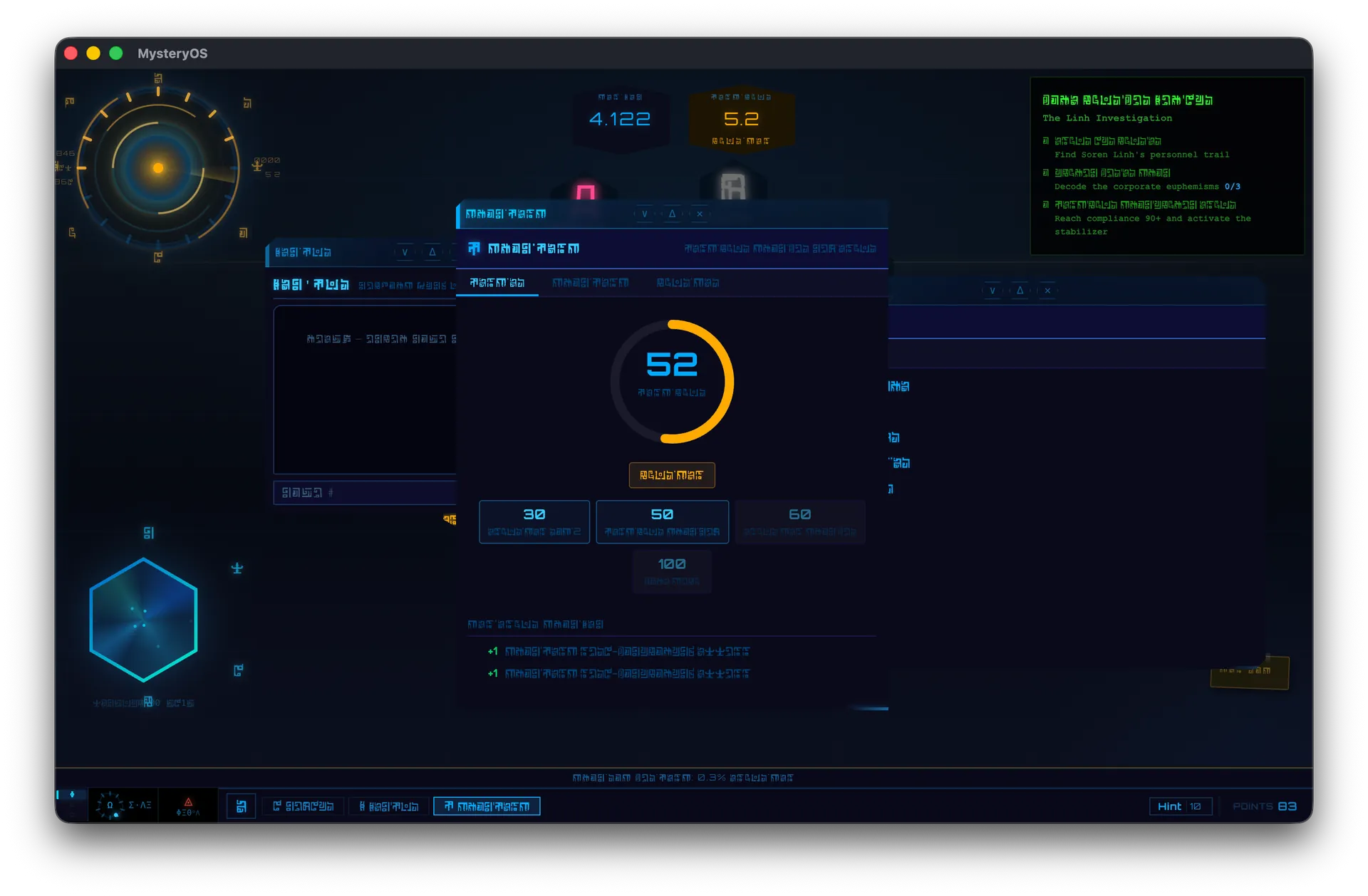 AXIOM/2 corporate desktop OS with compliance tracking dashboard